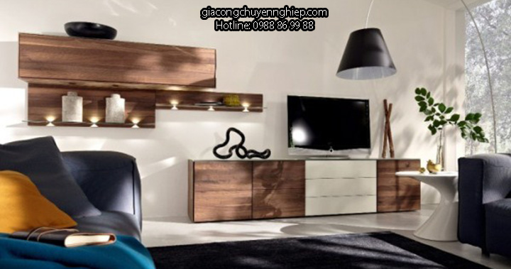 Gợi ý cách trang trí phòng khách với kệ gỗ thông minh3