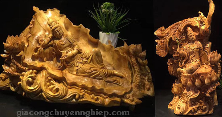 Tượng gỗ Phật Bà Quan Thế Âm món quà mang nhiều ý nghĩa tâm linh