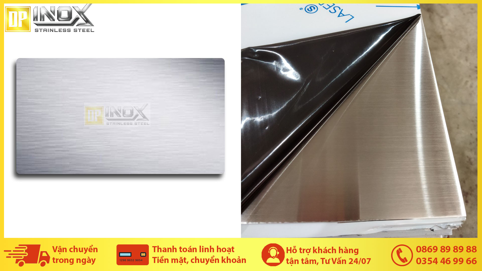 inox trắng xước trang trí